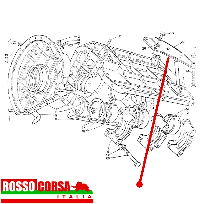 Location indication right-hand lateral engine support arm Lancia Fulvia 2nd series