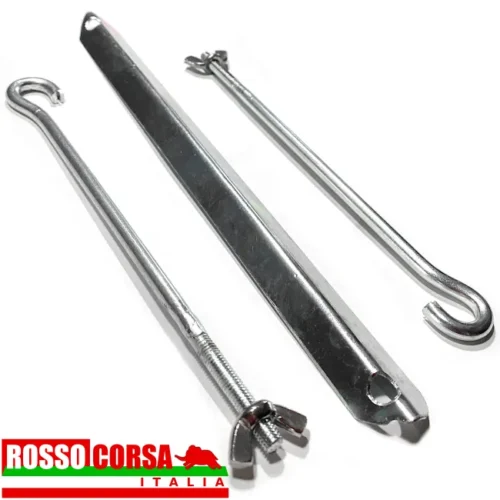 Staffa ancoraggio batteria Lancia Fulvia. Nuova replica conforme fedele originale filettatura e galletto acciaio inox. Verniciatura epossidica