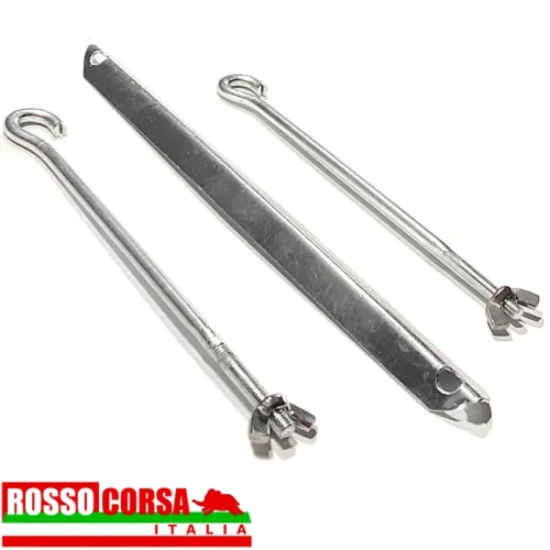 Staffa ancoraggio batteria Lancia Fulvia. Nuova replica conforme fedele originale filettatura e galletto acciaio inox. Verniciatura epossidica