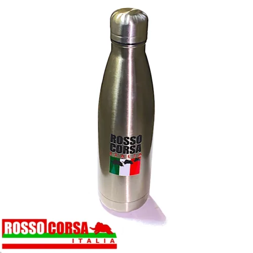 Aluminum insulated bottle personalized with Rosso Corsa Italia logo. The bottle holds up to 500 ml.