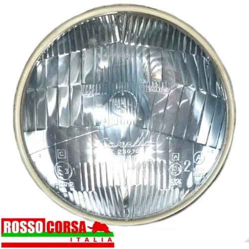 Central front headlight Fulvia 1st series. Original Carello, used in excellent condition. Front view of the headlight