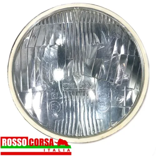 Lateral front headlight Fulvia 1st series. Original Siem, used in excellent condition. Front view of the headlight