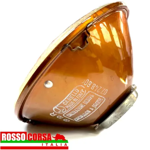 Lateral front headlight Fulvia 1st series. Original Carello, used in excellent condition. Lateral view of the headlight