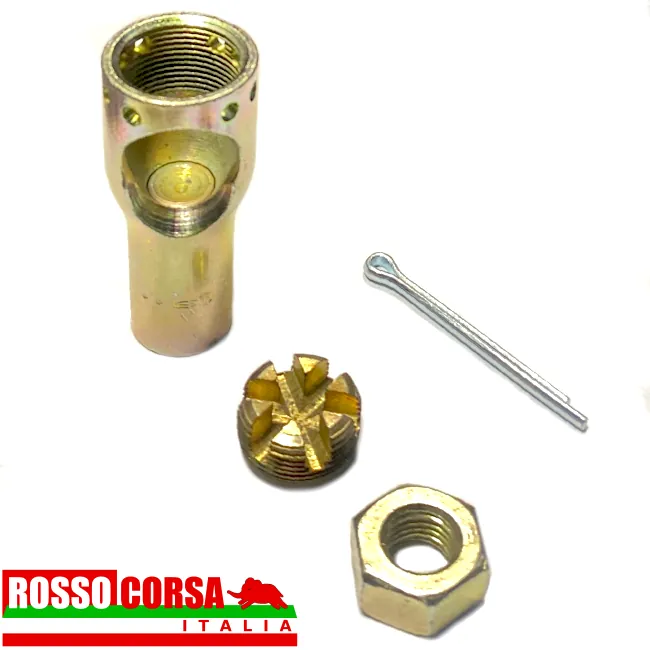 Puntale servofreno Lancia Fulvia 2°serie. Tappo alla estremità, copiglia di sicurezza e dado di bloccaggio smontati