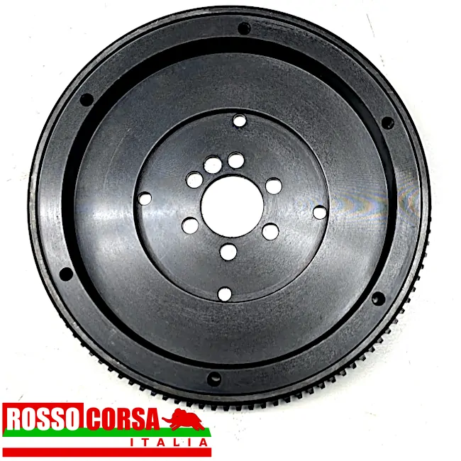 Volano per Lancia Fulvia 4 marce con fissaggio 6 bulloni e disco frizione ∅ 200 mm. Riproduzione attuale in acciaio