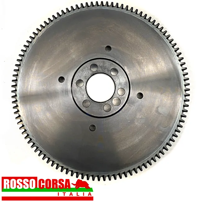 Volano per Lancia Fulvia 4 marce con fissaggio 6 bulloni e disco frizione ∅ 200 mm. Riproduzione attuale in acciaio