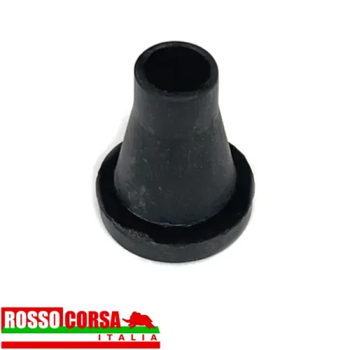 Rubber grommet electrical system wiring passage into Lancia Fulvia headlight support bowl