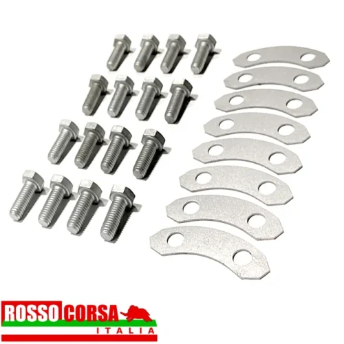 Kit 16 bulloni 8 piastrine bloccaggio montaggio dischi freno anteriori Lancia Fulvia 2°serie impianto Girling